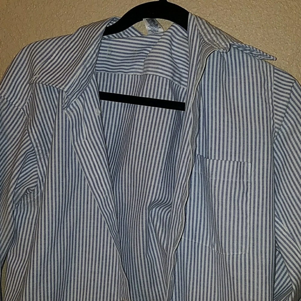 stripped button down
